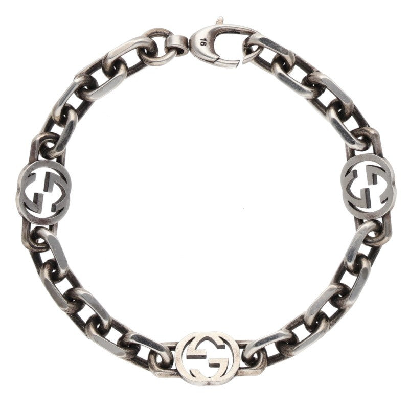 GUCCI Interlocking G Silver Bracelet Size ONE SIZE