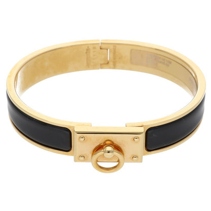 HERMES Clic H Metal x Enamel Bracelet Gold/Black Size ST