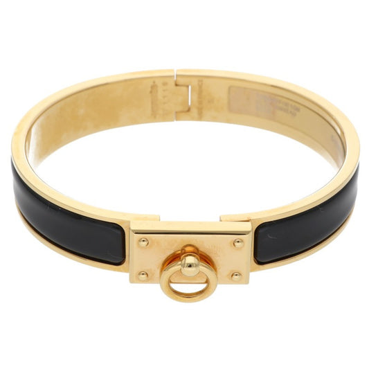 HERMES Clic H Metal x Enamel Bracelet Gold/Black Size ST