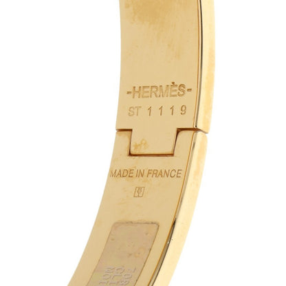 HERMES Clic H Metal x Enamel Bracelet Gold/Black Size ST