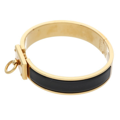 HERMES Clic H Metal x Enamel Bracelet Gold/Black Size ST