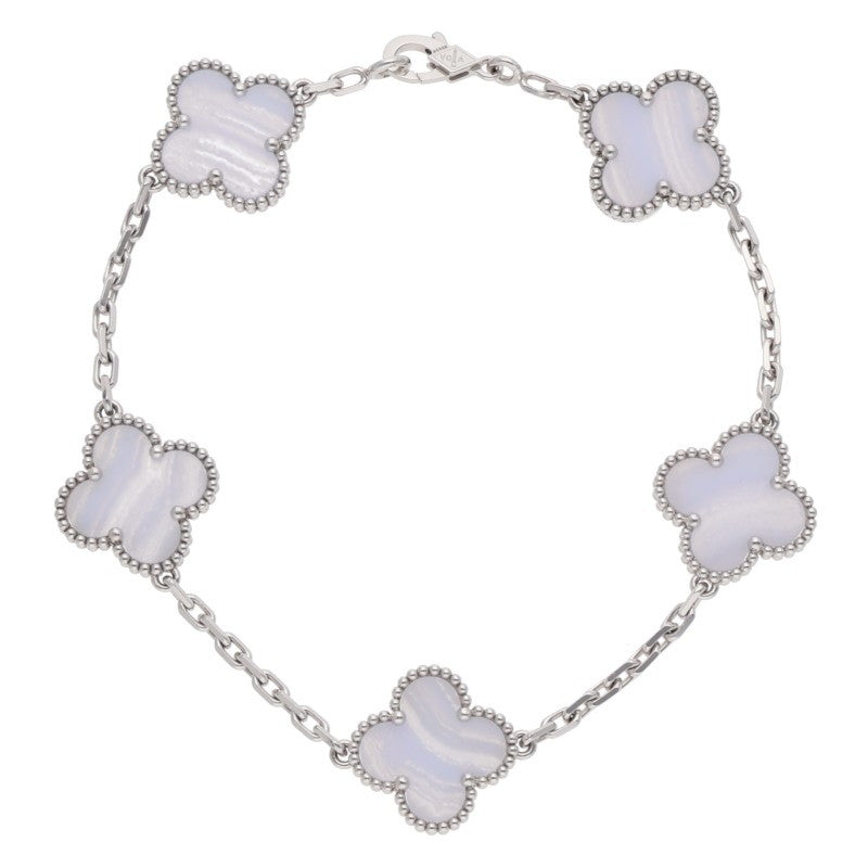 VANCLEEF & ARPELS Vintage Alhambra White Gold Bracelet Size ONE SIZE