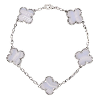 VANCLEEF & ARPELS Vintage Alhambra White Gold Bracelet Size ONE SIZE