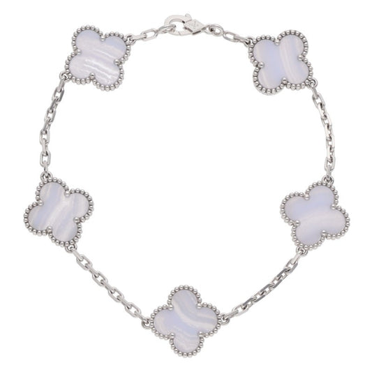 VANCLEEF & ARPELS Vintage Alhambra White Gold Bracelet Size ONE SIZE