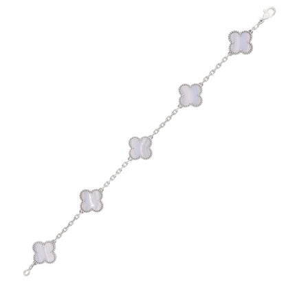 VANCLEEF & ARPELS Vintage Alhambra White Gold Bracelet Size ONE SIZE