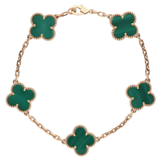VANCLEEF & ARPELS 18K Vintage Alhambra Malachite Bracelet