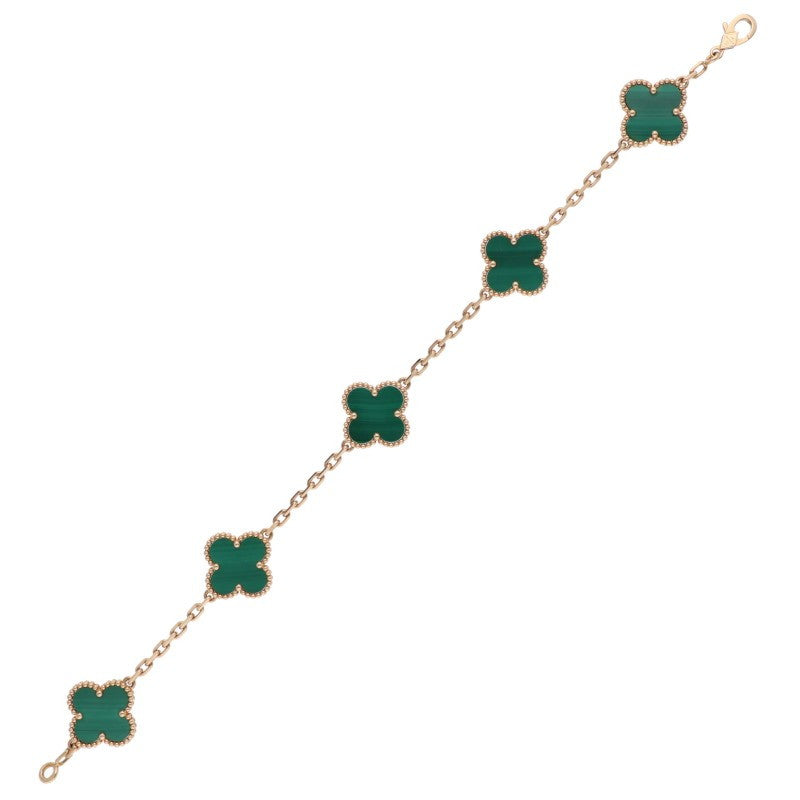 VANCLEEF & ARPELS 18K Vintage Alhambra Malachite Bracelet