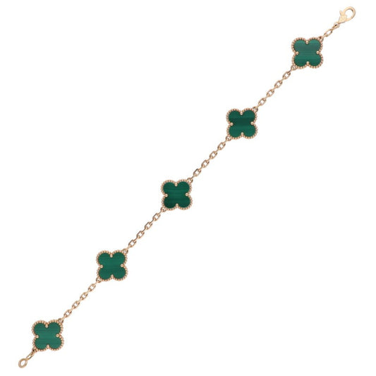VANCLEEF & ARPELS 18K Vintage Alhambra Malachite Bracelet