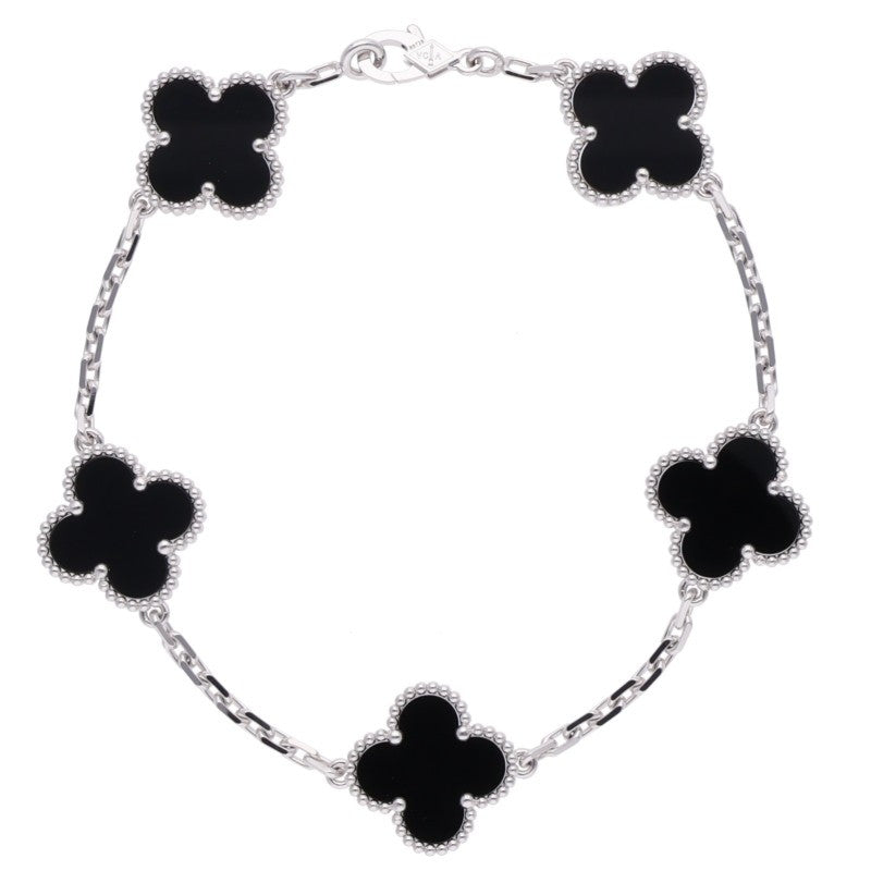 VANCLEEF & ARPELS Vintage Alhambra K18WG 5P Onyx Bracelet