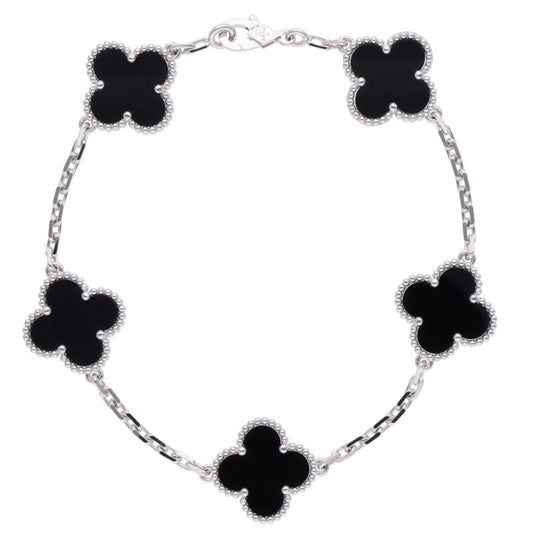 VANCLEEF & ARPELS Vintage Alhambra K18WG 5P Onyx Bracelet
