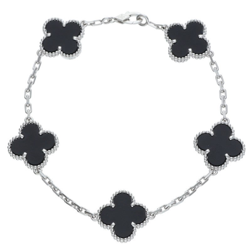 VANCLEEF & ARPELS 18K WG Alhambra Onyx Bracelet