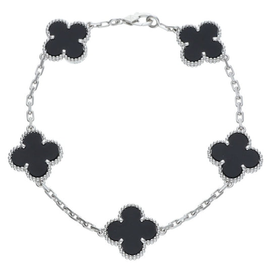 VANCLEEF & ARPELS 18K WG Alhambra Onyx Bracelet