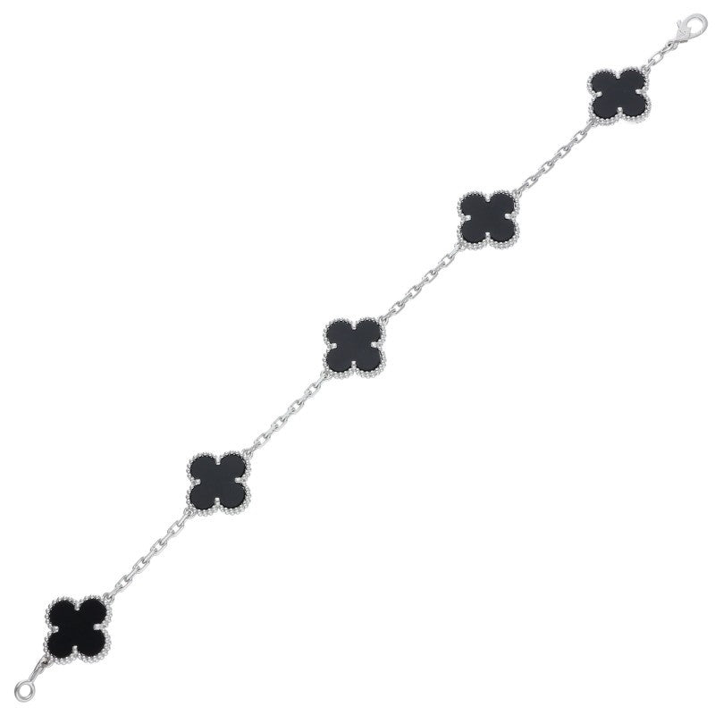VANCLEEF & ARPELS 18K WG Alhambra Onyx Bracelet