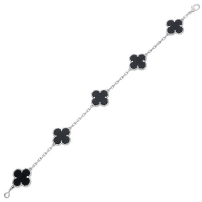 VANCLEEF & ARPELS 18K WG Alhambra Onyx Bracelet