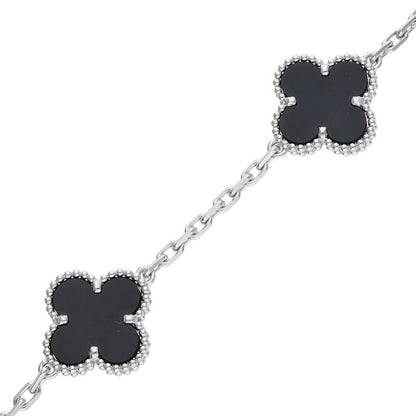 VANCLEEF & ARPELS 18K WG Alhambra Onyx Bracelet