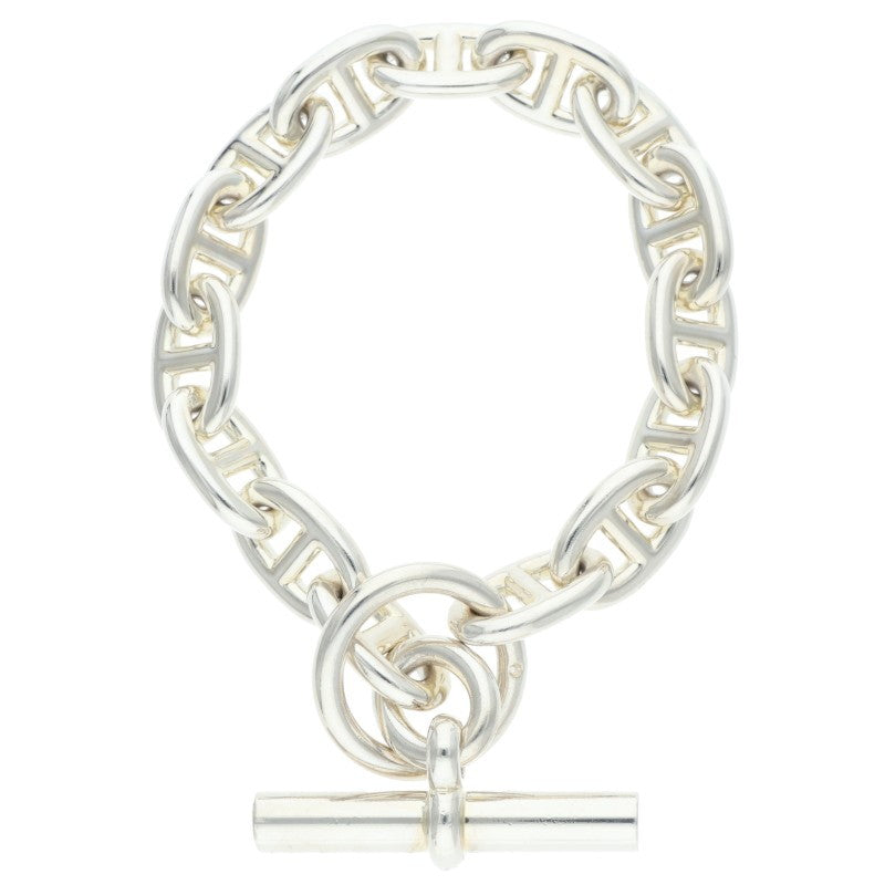 HERMES Chaine d'Ancre MM 925 Silver Bracelet Size 15LINK