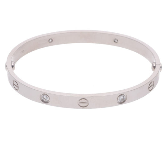 Cartier LOVE BRACELET 18K WG 4P Diamond Bracelet Size 18