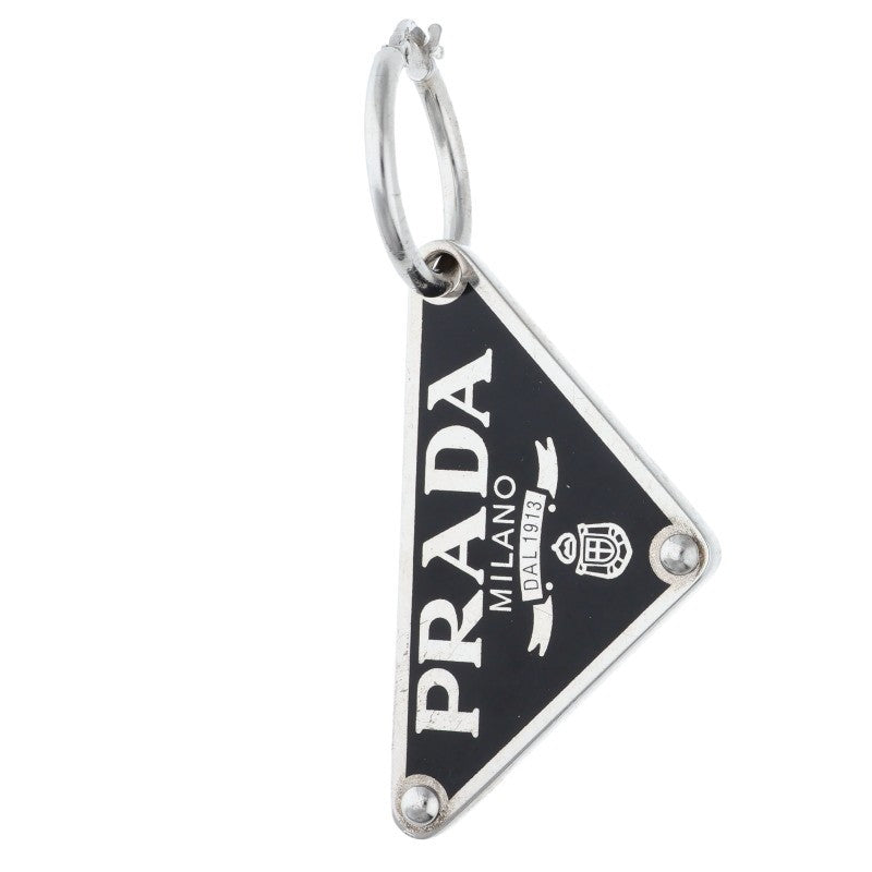 PRADA Triangle Logo Plate Earring Silver/Black Size ONE SIZE