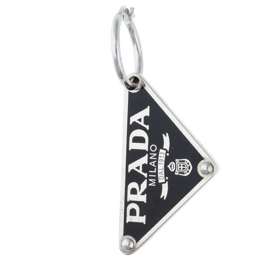 PRADA Triangle Logo Plate Earring Silver/Black Size ONE SIZE