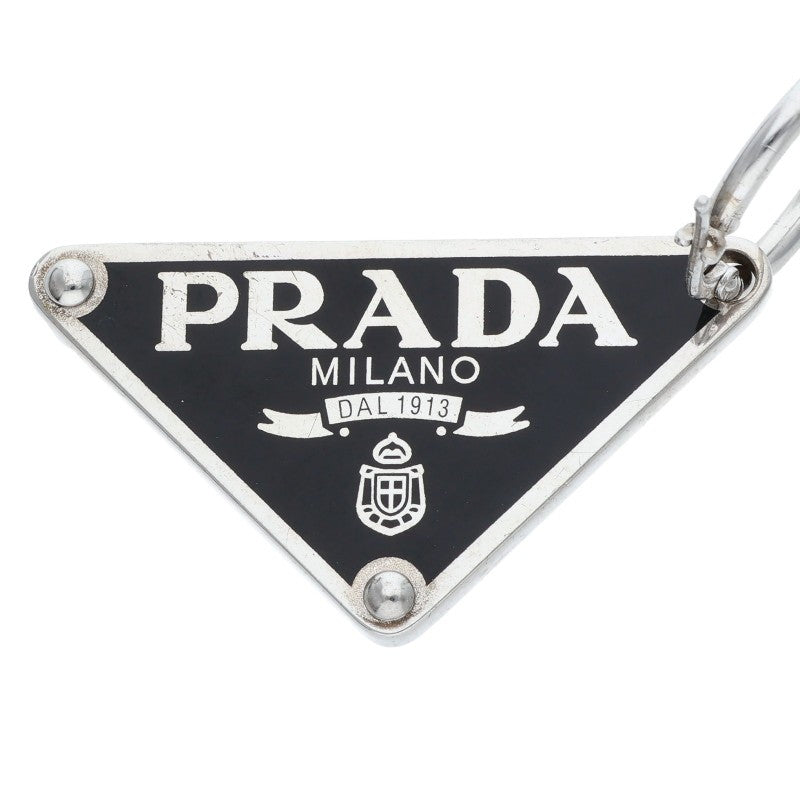 PRADA Triangle Logo Plate Earring Silver/Black Size ONE SIZE