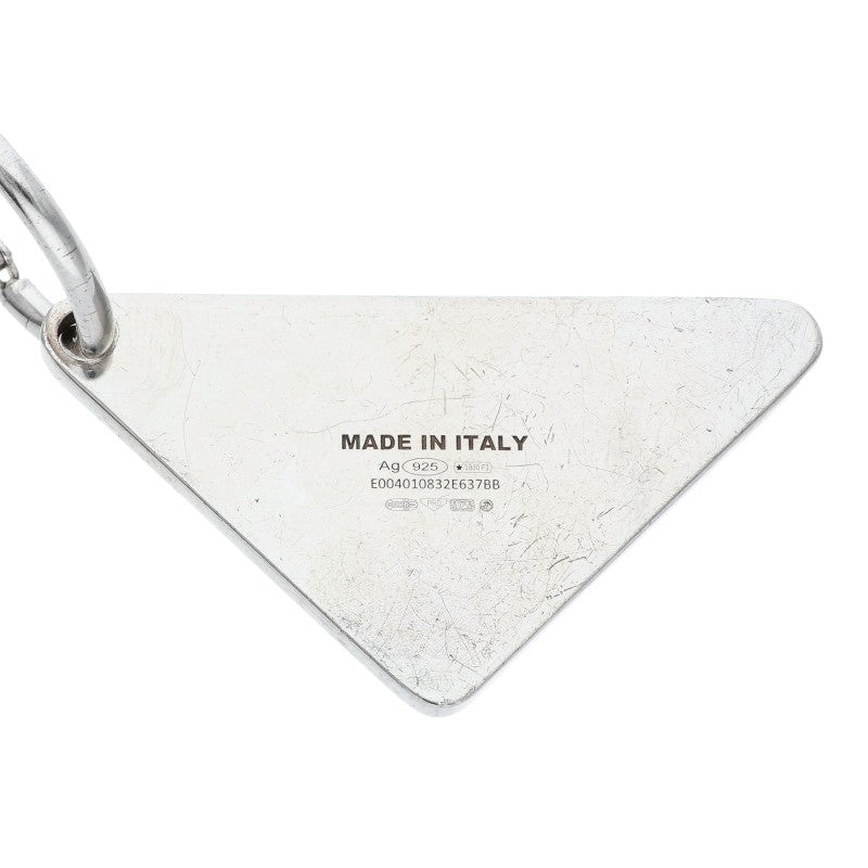 PRADA Triangle Logo Plate Earring Silver/Black Size ONE SIZE