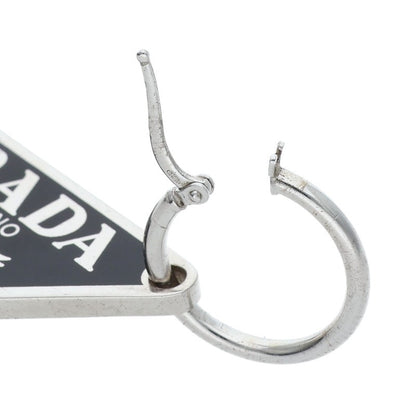 PRADA Triangle Logo Plate Earring Silver/Black Size ONE SIZE