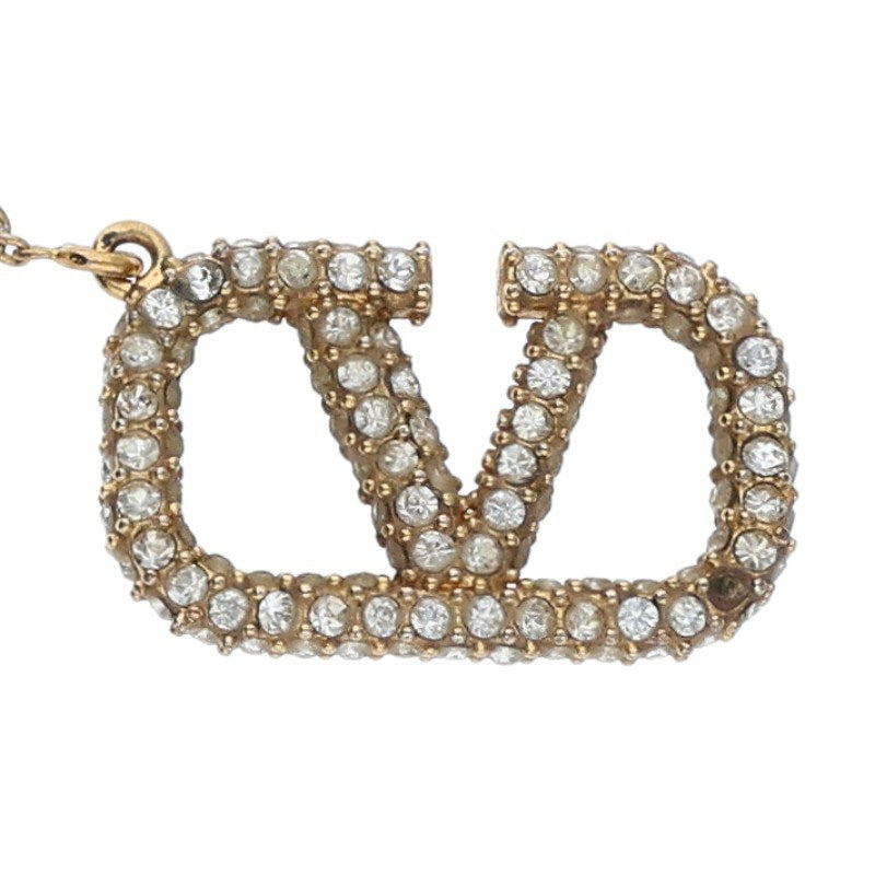 VALENTINO Gold Rhinestone Logo Earrings Size ONE SIZE