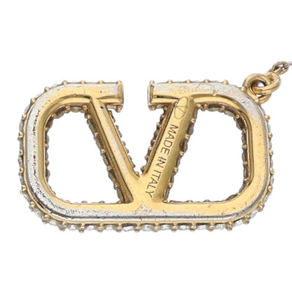 VALENTINO Gold Rhinestone Logo Earrings Size ONE SIZE