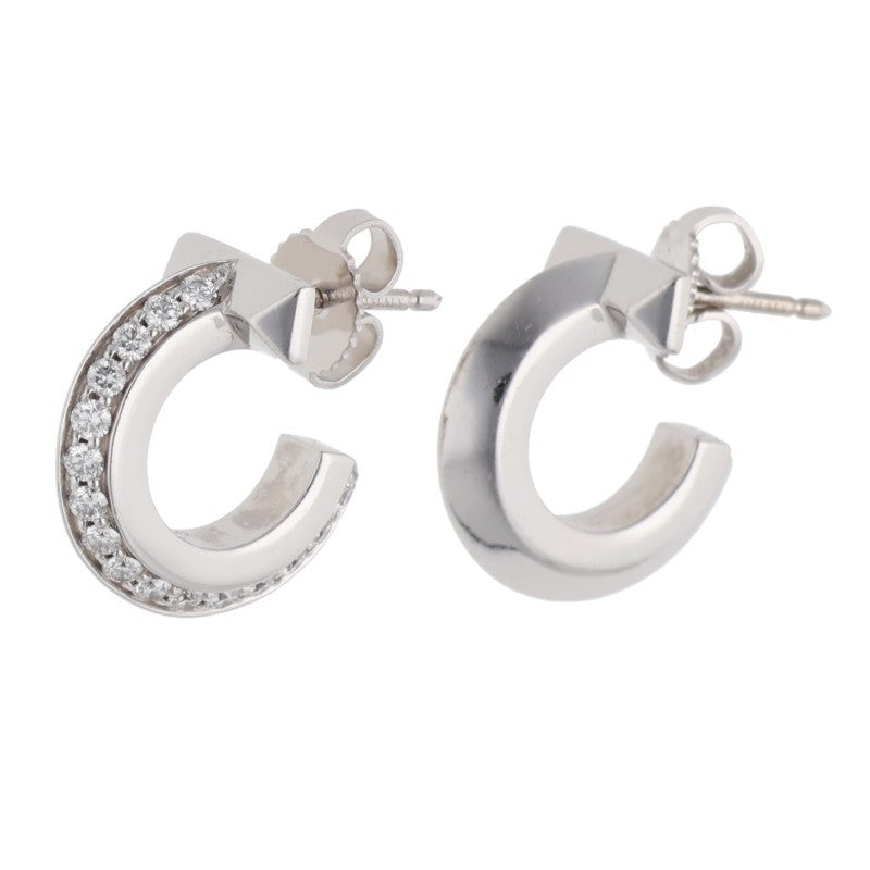 TIFFANY&Co. K18WG Diamond T One Hoop Earrings Size ONE SIZE