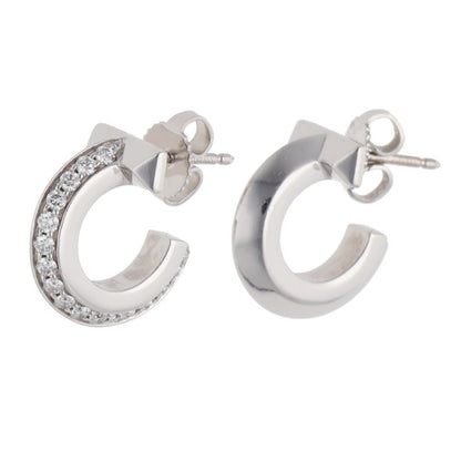 TIFFANY&Co. K18WG Diamond T One Hoop Earrings Size ONE SIZE