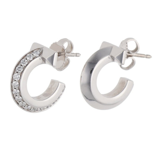 TIFFANY&Co. K18WG Diamond T One Hoop Earrings Size ONE SIZE