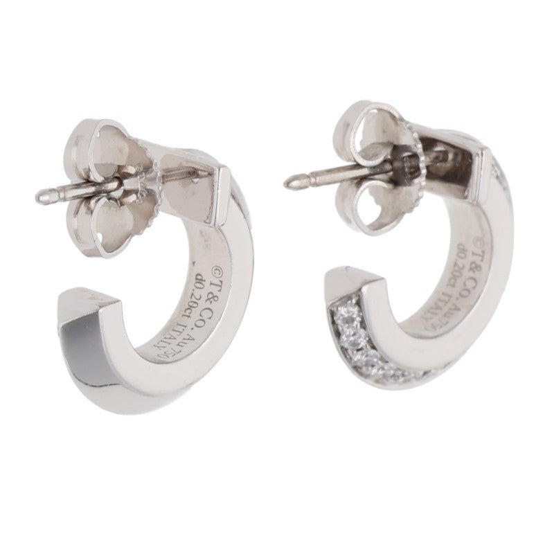 TIFFANY&Co. K18WG Diamond T One Hoop Earrings Size ONE SIZE