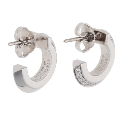 TIFFANY&Co. K18WG Diamond T One Hoop Earrings Size ONE SIZE