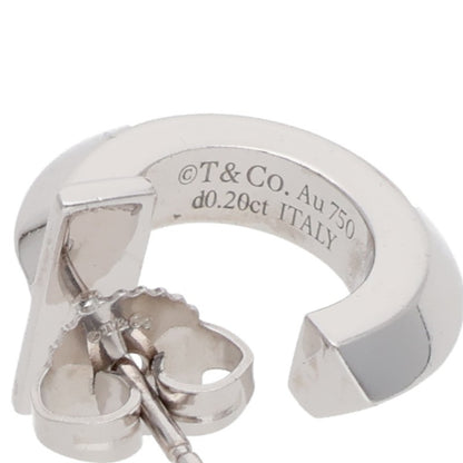 TIFFANY&Co. K18WG Diamond T One Hoop Earrings Size ONE SIZE