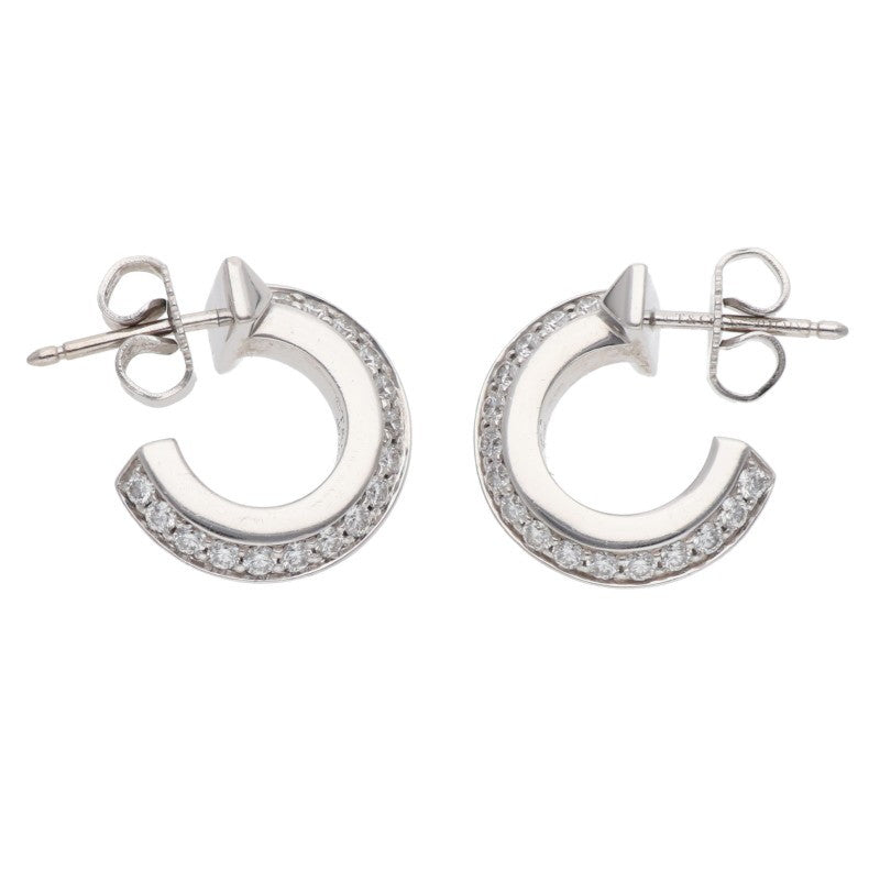 TIFFANY&Co. K18WG Diamond T One Hoop Earrings Size ONE SIZE