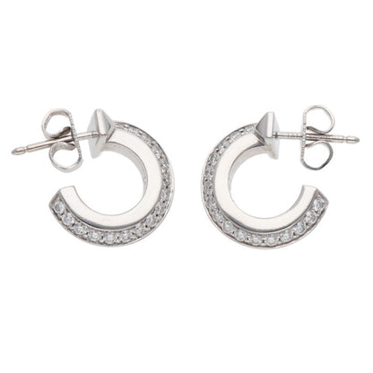 TIFFANY&Co. K18WG Diamond T One Hoop Earrings Size ONE SIZE
