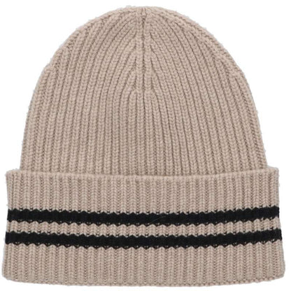 CHANEL Beige Cashmere Logo Patch Knit Beanie