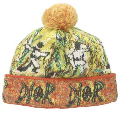 DIOR Multicolor Pom-Pom Cashmere Mohair Knit Cap Size L