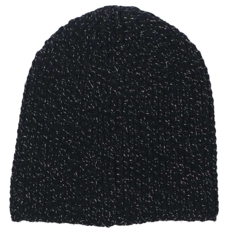 CHANEL Black Silver CC Embroidered Cashmere Size ONE SIZE
