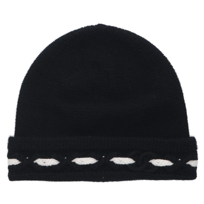 CHANEL Black Cashmere CC Beanie Size ONE SIZE