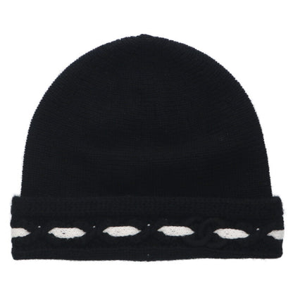 CHANEL Black Cashmere CC Beanie Size ONE SIZE
