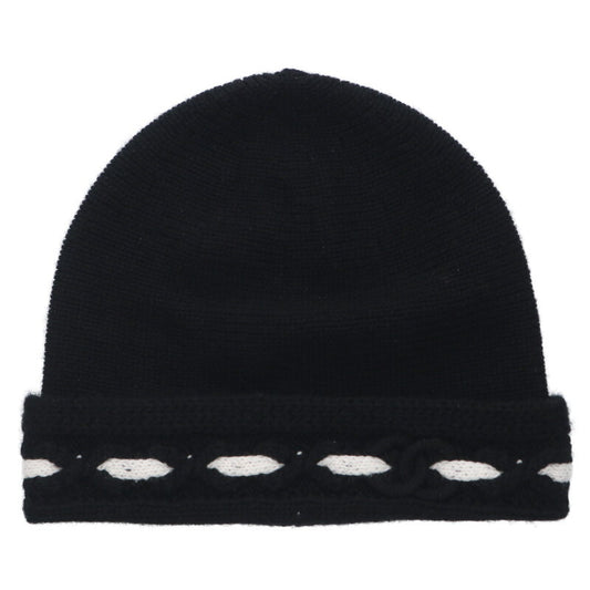 CHANEL Black Cashmere CC Beanie Size ONE SIZE