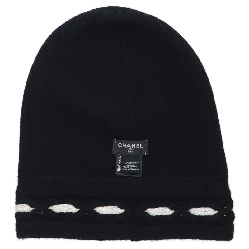 CHANEL Black Cashmere CC Beanie Size ONE SIZE