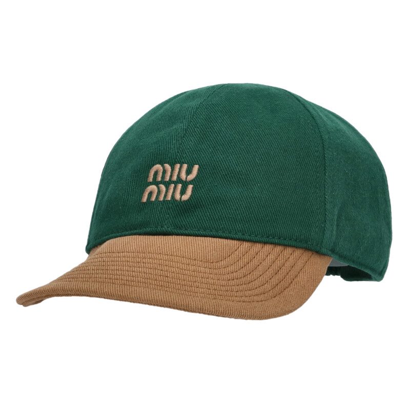 miumiu 26SS Green Brown Logo Embroidered Size ONE SIZE