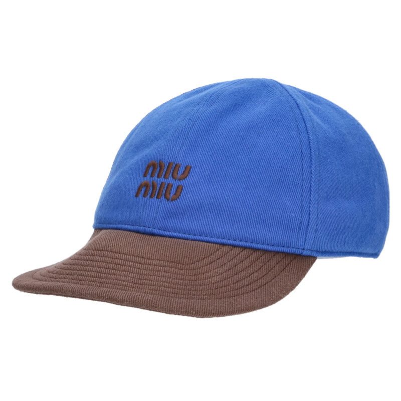 miumiu 26SS Blue Brown Logo Embroidered Size ONE SIZE
