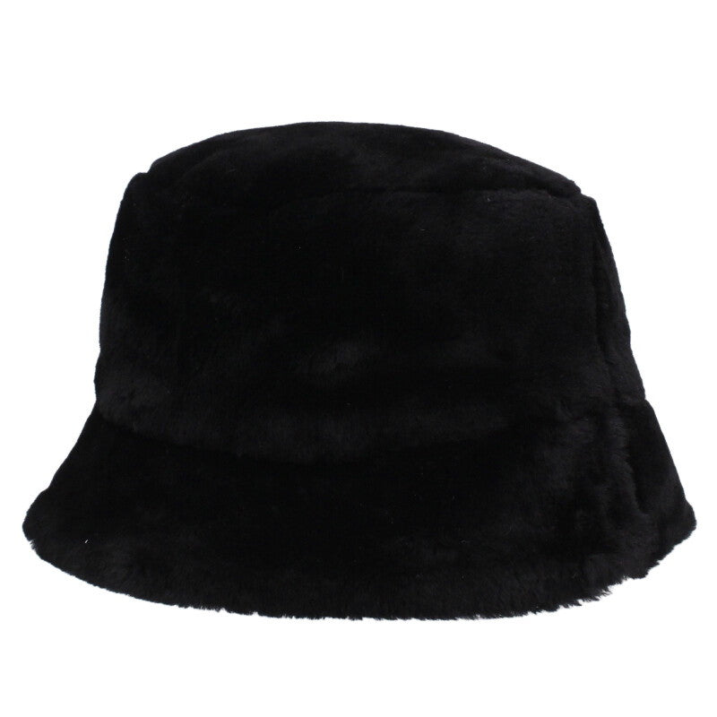 PRADA Black Triangle Logo Fur Bucket Hat Size ONE SIZE