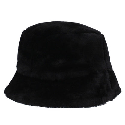 PRADA Black Triangle Logo Fur Bucket Hat Size ONE SIZE