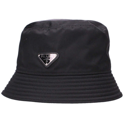PRADA Black Re-Nylon Triangle Logo Bucket Hat Size ONE SIZE