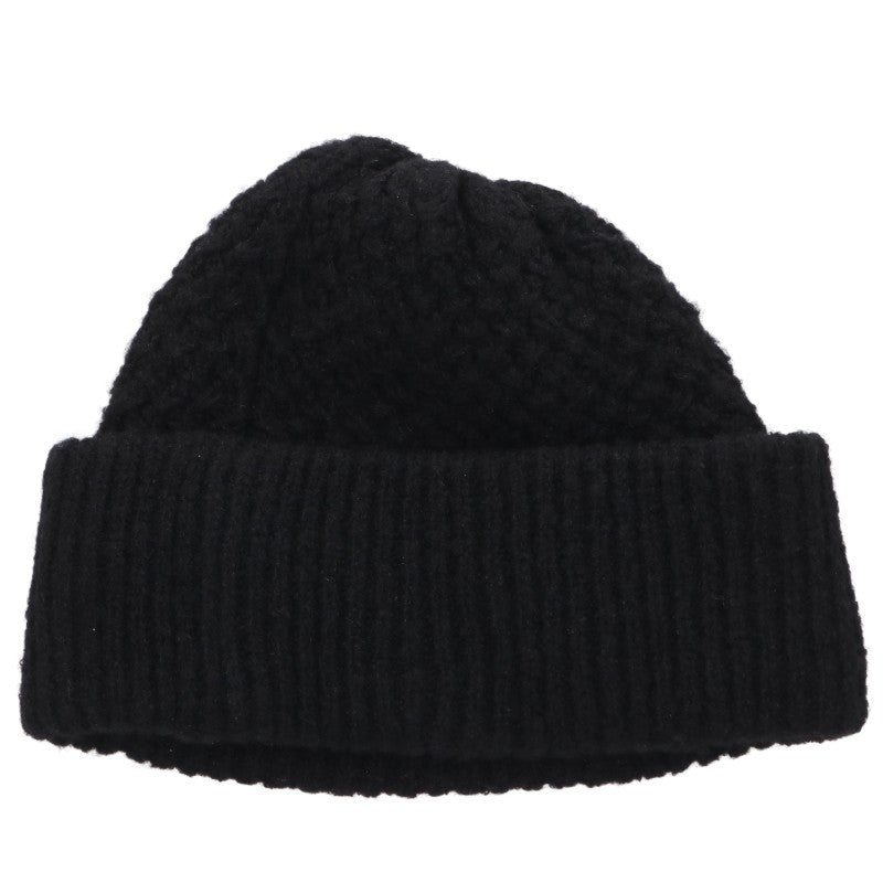 CHANEL Coco Mark Embroidered Cashmere Beanie Black