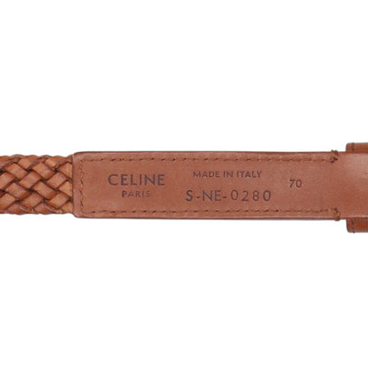 CELINE Braided Mesh Leather Belt Brown Gold Size ONE SIZE
